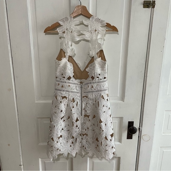 Saylor x Free People Zasha White Lace Open Back Lined Mini Dress Bridal 4, S/M - Picture 4 of 15